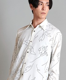 【NO ID.】Flower Sketch Print Shirt / フラワー スケッチ プリント シャツ