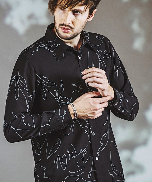 NO ID.(ノーアイディ)の「【NO ID.】Flower Sketch Print Shirt / フラワー スケッチ プリント シャツ(シャツ/ブラウス・メンズ・ホワイト/ベージュ/ブラック・1/2)」の3枚目の写真