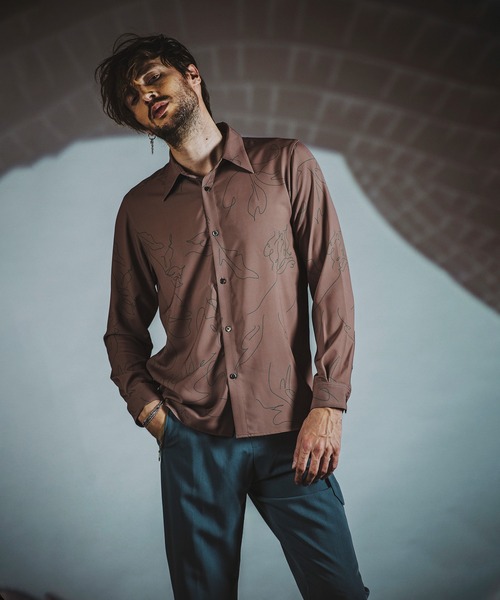 【セール】フラワースケッチプリントSH(シャツ)(シャツ/ブラウス)|NO ID.(ノーアイディ) 【セール】フラワースケッチプリントSH(シャツ)(シャツ/ブラウス)|NO ID.(ノーアイディ)