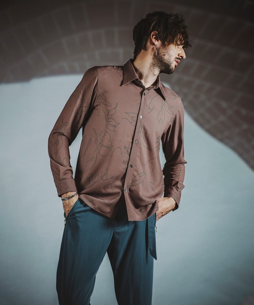 【セール】フラワースケッチプリントSH(シャツ)(シャツ/ブラウス)|NO ID.(ノーアイディ) 【セール】フラワースケッチプリントSH(シャツ)(シャツ/ブラウス)|NO ID.(ノーアイディ)