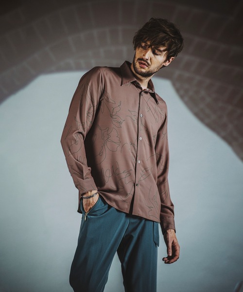 【セール】フラワースケッチプリントSH(シャツ)(シャツ/ブラウス)|NO ID.(ノーアイディ) 【セール】フラワースケッチプリントSH(シャツ)(シャツ/ブラウス)|NO ID.(ノーアイディ)