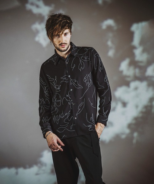 【セール】フラワースケッチプリントSH(シャツ)(シャツ/ブラウス)|NO ID.(ノーアイディ) 【セール】フラワースケッチプリントSH(シャツ)(シャツ/ブラウス)|NO ID.(ノーアイディ)