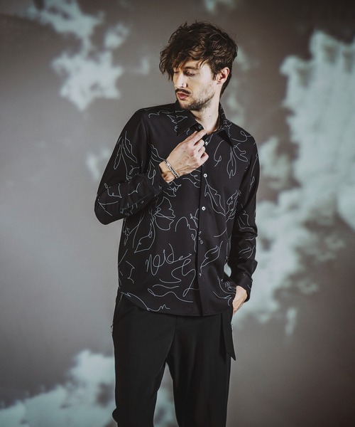 【セール】フラワースケッチプリントSH(シャツ)(シャツ/ブラウス)|NO ID.(ノーアイディ) 【セール】フラワースケッチプリントSH(シャツ)(シャツ/ブラウス)|NO ID.(ノーアイディ)