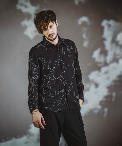 【セール】フラワースケッチプリントSH(シャツ)(シャツ/ブラウス)|NO ID.(ノーアイディ) 【セール】フラワースケッチプリントSH(シャツ)(シャツ/ブラウス)|NO ID.(ノーアイディ)