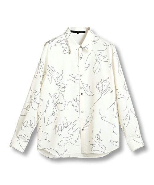 【セール】フラワースケッチプリントSH(シャツ)(シャツ/ブラウス)|NO ID.(ノーアイディ) 【セール】フラワースケッチプリントSH(シャツ)(シャツ/ブラウス)|NO ID.(ノーアイディ)