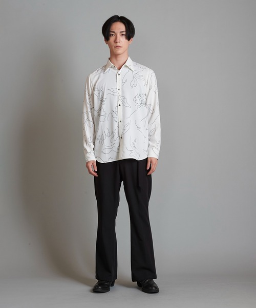 【セール】フラワースケッチプリントSH(シャツ)(シャツ/ブラウス)|NO ID.(ノーアイディ) 【セール】フラワースケッチプリントSH(シャツ)(シャツ/ブラウス)|NO ID.(ノーアイディ)