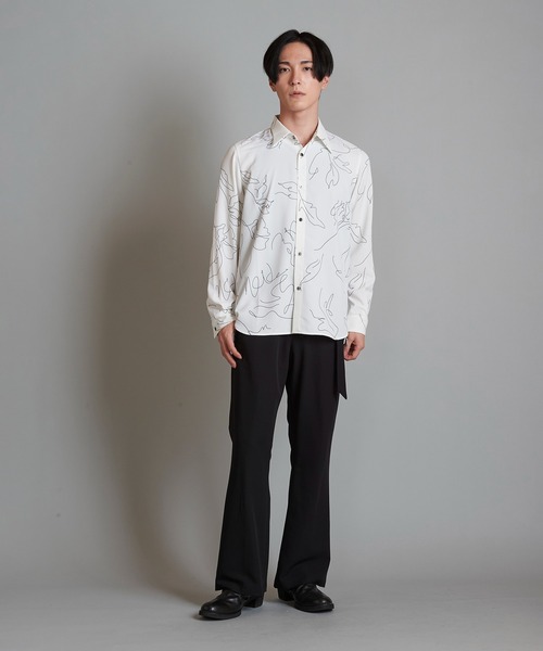 【セール】フラワースケッチプリントSH(シャツ)(シャツ/ブラウス)|NO ID.(ノーアイディ) 【セール】フラワースケッチプリントSH(シャツ)(シャツ/ブラウス)|NO ID.(ノーアイディ)