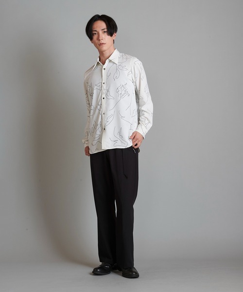 【セール】フラワースケッチプリントSH(シャツ)(シャツ/ブラウス)|NO ID.(ノーアイディ) 【セール】フラワースケッチプリントSH(シャツ)(シャツ/ブラウス)|NO ID.(ノーアイディ)