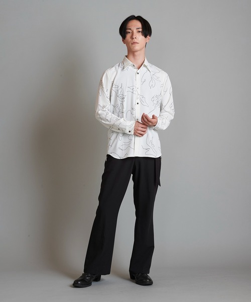 【セール】フラワースケッチプリントSH(シャツ)(シャツ/ブラウス)|NO ID.(ノーアイディ) 【セール】フラワースケッチプリントSH(シャツ)(シャツ/ブラウス)|NO ID.(ノーアイディ)