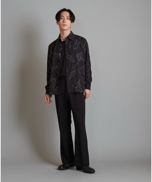 【セール】フラワースケッチプリントSH(シャツ)(シャツ/ブラウス)|NO ID.(ノーアイディ) 【セール】フラワースケッチプリントSH(シャツ)(シャツ/ブラウス)|NO ID.(ノーアイディ)