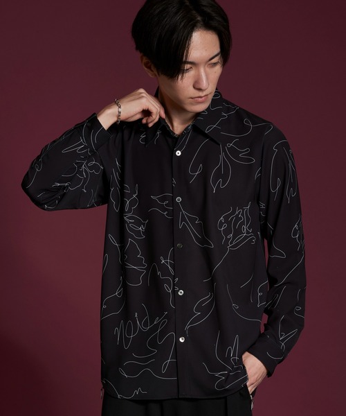 【セール】フラワースケッチプリントSH(シャツ)(シャツ/ブラウス)|NO ID.(ノーアイディ) 【セール】フラワースケッチプリントSH(シャツ)(シャツ/ブラウス)|NO ID.(ノーアイディ)