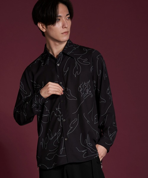 【セール】フラワースケッチプリントSH(シャツ)(シャツ/ブラウス)|NO ID.(ノーアイディ) 【セール】フラワースケッチプリントSH(シャツ)(シャツ/ブラウス)|NO ID.(ノーアイディ)