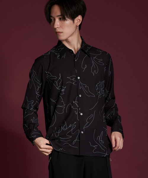 【セール】フラワースケッチプリントSH(シャツ)(シャツ/ブラウス)|NO ID.(ノーアイディ) 【セール】フラワースケッチプリントSH(シャツ)(シャツ/ブラウス)|NO ID.(ノーアイディ)