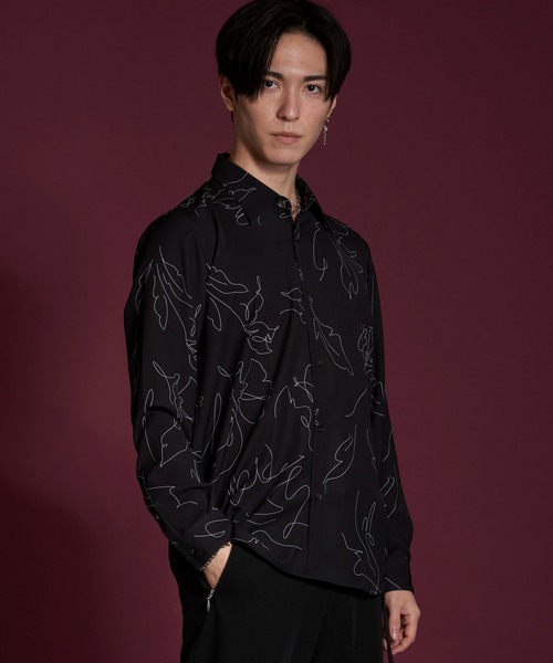 【セール】フラワースケッチプリントSH(シャツ)(シャツ/ブラウス)|NO ID.(ノーアイディ) 【セール】フラワースケッチプリントSH(シャツ)(シャツ/ブラウス)|NO ID.(ノーアイディ)