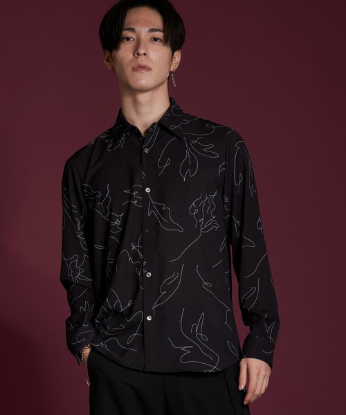【セール】フラワースケッチプリントSH(シャツ)(シャツ/ブラウス)|NO ID.(ノーアイディ) 【セール】フラワースケッチプリントSH(シャツ)(シャツ/ブラウス)|NO ID.(ノーアイディ)