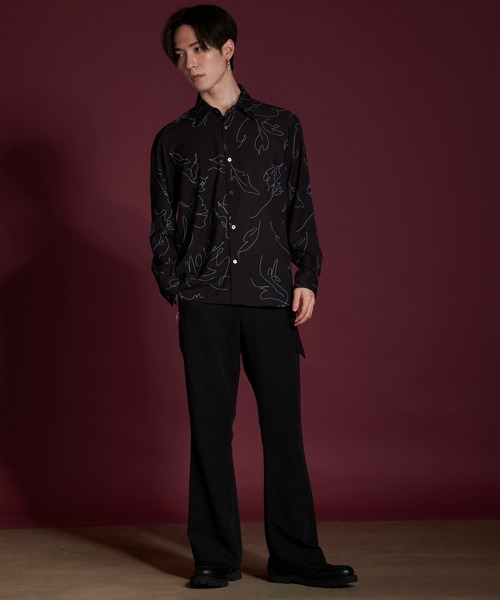 【セール】フラワースケッチプリントSH(シャツ)(シャツ/ブラウス)|NO ID.(ノーアイディ) 【セール】フラワースケッチプリントSH(シャツ)(シャツ/ブラウス)|NO ID.(ノーアイディ)