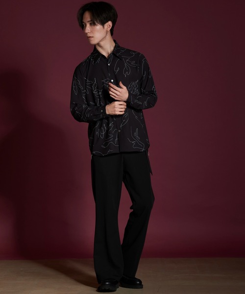 【セール】フラワースケッチプリントSH(シャツ)(シャツ/ブラウス)|NO ID.(ノーアイディ) 【セール】フラワースケッチプリントSH(シャツ)(シャツ/ブラウス)|NO ID.(ノーアイディ)