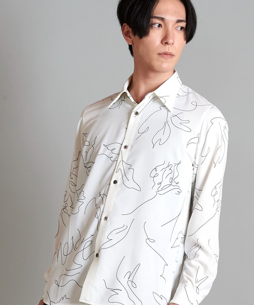 【セール】フラワースケッチプリントSH(シャツ)(シャツ/ブラウス)|NO ID.(ノーアイディ) 【セール】フラワースケッチプリントSH(シャツ)(シャツ/ブラウス)|NO ID.(ノーアイディ)