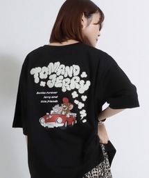 TOM&JERRY(トムとジェリー)刺繍・バックプリント・サガラ刺繍ビッグシルエット キャラクター半袖Tシャツ メンズ レディース