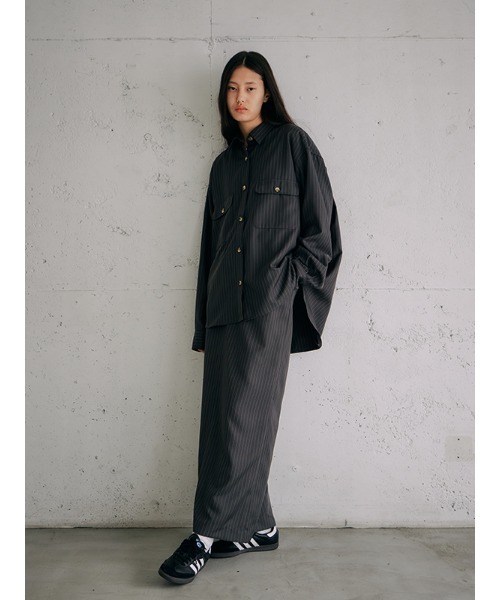 【セール】【セットアップ対応】オーバーサイズストライプシャツ（シャツ/ブラウス）｜CHAROL（シャロル）