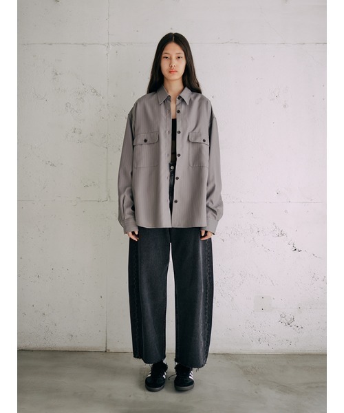 【セール】【セットアップ対応】オーバーサイズストライプシャツ（シャツ/ブラウス）｜CHAROL（シャロル）