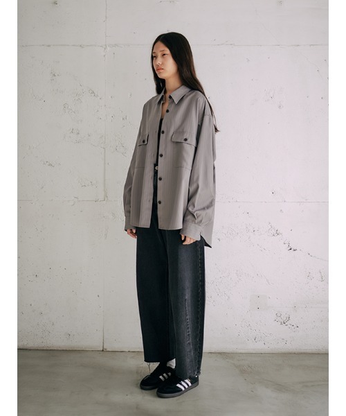 【セール】【セットアップ対応】オーバーサイズストライプシャツ（シャツ/ブラウス）｜CHAROL（シャロル）