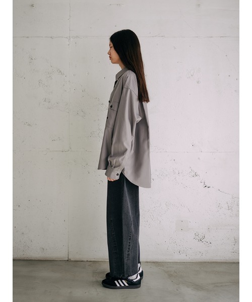 【セール】【セットアップ対応】オーバーサイズストライプシャツ（シャツ/ブラウス）｜CHAROL（シャロル）