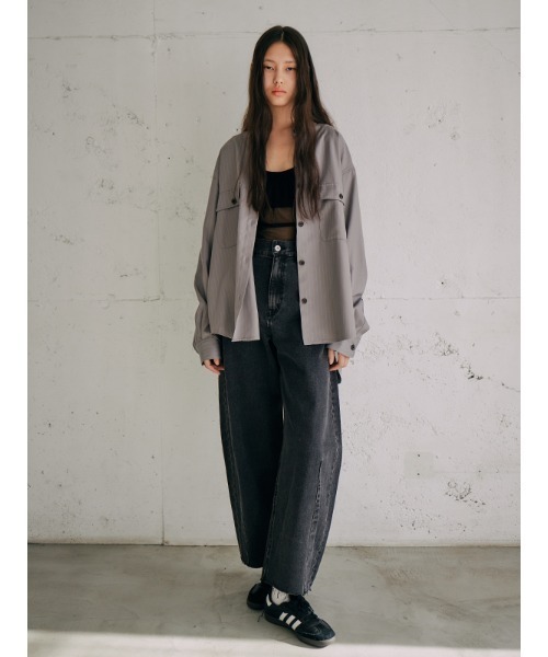 【セール】【セットアップ対応】オーバーサイズストライプシャツ（シャツ/ブラウス）｜CHAROL（シャロル）