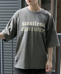 Pigment hard wash ripped T/ピグメント ハードウォッシュ ダメージ加工 クルーネック半袖Tシャツ