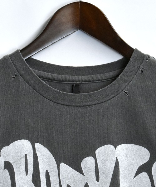 Starting Over（スターティングオーバー）の「Pigment hard wash ripped T/ピグメント ハードウォッシュ ダメージ加工 クルーネック半袖Tシャツ（Tシャツ/カットソー・メンズ・グレー/ブラック系その他/ブラック/グレー系その他/ブラウン系その他/ブラウン・M/L/XL）」の10枚目の写真