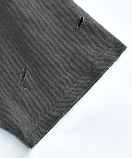 Starting Over（スターティングオーバー）の「Pigment hard wash ripped T/ピグメント ハードウォッシュ ダメージ加工 クルーネック半袖Tシャツ（Tシャツ/カットソー・メンズ・グレー/ブラック系その他/ブラック/グレー系その他/ブラウン系その他/ブラウン・M/L/XL）」の12枚目の写真