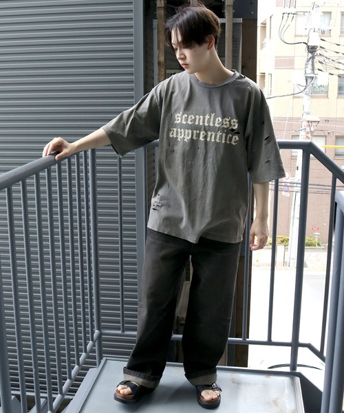 Pigment hard wash ripped T/ピグメント ハードウォッシュ