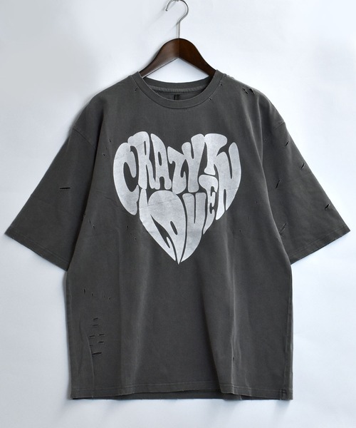 セール】Pigment hard wash ripped T/ピグメント ハード