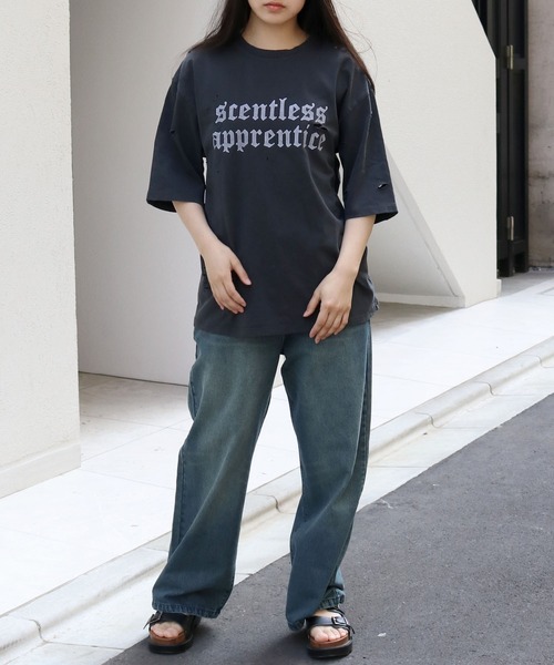 Starting Over（スターティングオーバー）の「Pigment hard wash ripped T/ピグメント ハードウォッシュ ダメージ加工 クルーネック半袖Tシャツ（Tシャツ/カットソー・メンズ・グレー/ブラック系その他/ブラック/グレー系その他/ブラウン系その他/ブラウン・M/L/XL）」の14枚目の写真