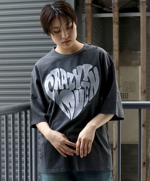 Pigment hard wash ripped T/ピグメント ハードウォッシュ