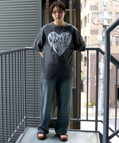 セール】Pigment hard wash ripped T/ピグメント ハードウォッシュ
