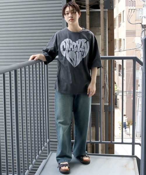 Starting Over（スターティングオーバー）の「Pigment hard wash ripped T/ピグメント ハードウォッシュ ダメージ加工 クルーネック半袖Tシャツ（Tシャツ/カットソー・メンズ・グレー/ブラック系その他/ブラック/グレー系その他/ブラウン系その他/ブラウン・M/L/XL）」の17枚目の写真