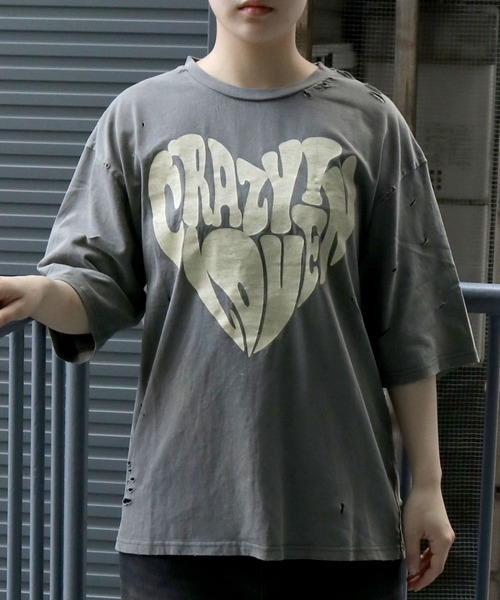 Starting Over（スターティングオーバー）の「Pigment hard wash ripped T/ピグメント ハードウォッシュ ダメージ加工 クルーネック半袖Tシャツ（Tシャツ/カットソー・メンズ・グレー/ブラック系その他/ブラック/グレー系その他/ブラウン系その他/ブラウン・M/L/XL）」の18枚目の写真