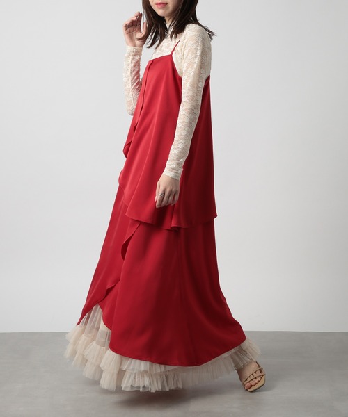 MAISON BREEZE reveur(メゾンブリーズレヴール)の「【MAISON BREEZE reveur】petal camisole dress one-piece ペタル アシンメトリーレイヤード キャミワンピース 花びらワンピ(ワンピース・レディース・ブラック/グレイッシュベージュ/レッド/オフホワイト・FREE)」の6枚目の写真