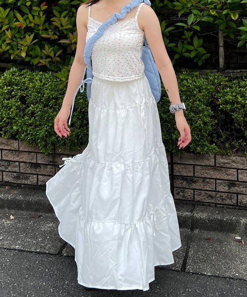 Nia(ニア)の「Nia(ニア)/キリカエ リボン ロングスカート(スカート・レディース・ホワイト/ブルー・FREE)」の11枚目の写真