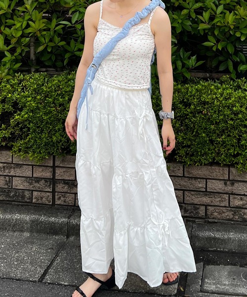 Nia(ニア)の「Nia(ニア)/キリカエ リボン ロングスカート(スカート・レディース・ホワイト/ブルー・FREE)」の13枚目の写真