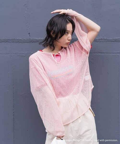 FREAK'S STORE(フリークスストア)の「Stranger Things Ringer Short Sleeve T-shirt/ストレンジャーシングス リンガーショートスリーブTシャツ(Tシャツ/カットソー・レディース・ピンク/グリーン/ホワイト/オフホワイト・フリ-)」の11枚目の写真