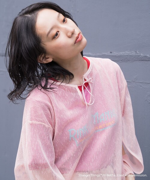 FREAK'S STORE(フリークスストア)の「Stranger Things Ringer Short Sleeve T-shirt/ストレンジャーシングス リンガーショートスリーブTシャツ(Tシャツ/カットソー・レディース・ピンク/グリーン/ホワイト/オフホワイト・フリ-)」の21枚目の写真