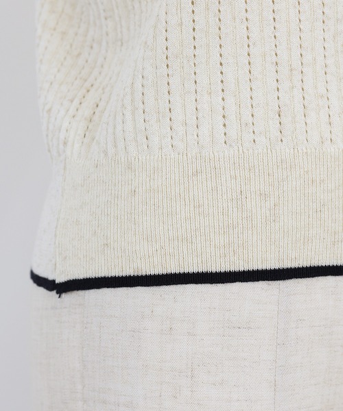BLUEEAST（ブルーイースト）の「すかし編みポロ襟ニット（ニット/セーター・レディース・ネイビー/イエロー/アイボリー・MEDIUM）」の19枚目の写真