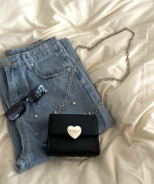 prose verse（プロズヴェール）の「メタルハートミニチェーンバッグ（ショルダーバッグ・レディース・ブラック系その他/ピンク/ブラック系その他2・ﾌﾘ-）」の5枚目の写真