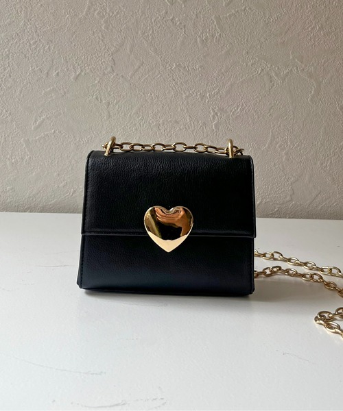 prose verse（プロズヴェール）の「メタルハートミニチェーンバッグ（ショルダーバッグ・レディース・ブラック系その他/ピンク/ブラック系その他2・ﾌﾘ-）」の9枚目の写真