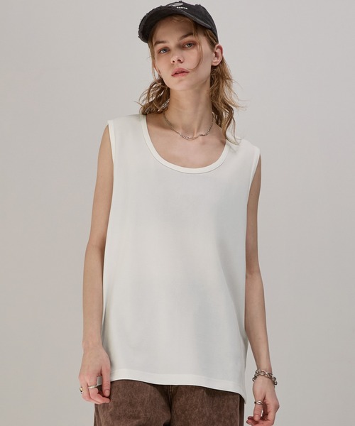 EMMA CLOTHES(エマクローズ)の「クールタッチ梨地レイヤードタンクトップ(タンクトップ・メンズ・ブラック/グレイッシュブルー/グレー/ホワイト/ベージュ/スモークグレー・L/M)」の12枚目の写真