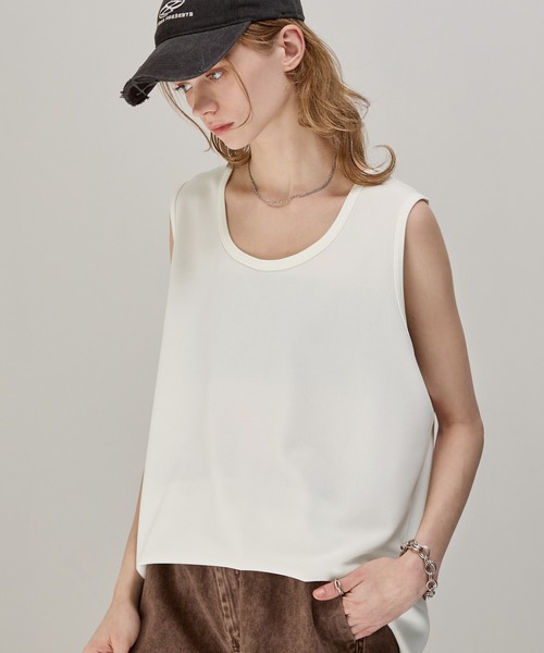 EMMA CLOTHES(エマクローズ)の「クールタッチ梨地レイヤードタンクトップ(タンクトップ・メンズ・ブラック/グレイッシュブルー/グレー/ホワイト/ベージュ/スモークグレー・L/M)」の19枚目の写真