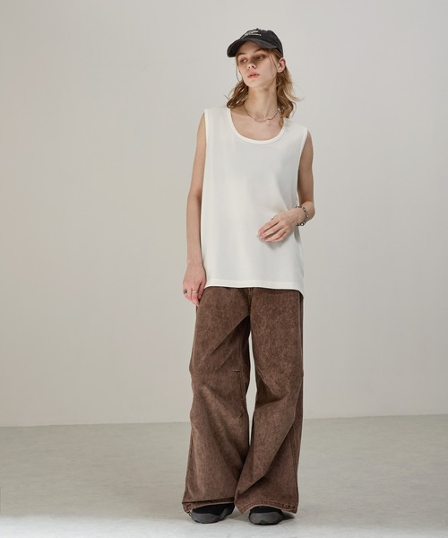 EMMA CLOTHES(エマクローズ)の「クールタッチ梨地レイヤードタンクトップ(タンクトップ・メンズ・ブラック/グレイッシュブルー/グレー/ホワイト/ベージュ/スモークグレー・L/M)」の22枚目の写真