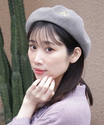 フラワーワンポイント刺繍クリスピーベレー帽